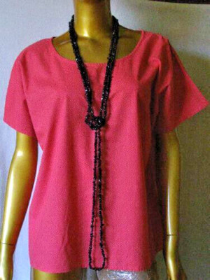 Gudrun Sjöden Kurzarm Tunika 100 % Organic Cotton Oberteil Rot uni /13
