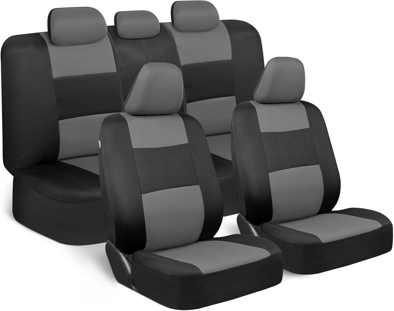 Polypro Seat Covers Full Set in Gray on Black – Front and Rear Split Bench, Easy