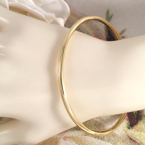 Vintage Jewellery Yellow Gold Plain Golf Bangle Antique Deco Dress Jewelry