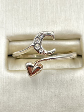 STERLING SILVER 925 WHITE GEMSTONE 2mm ADJUSTABLE C BAND SIZE 9.5 RING 2.1g