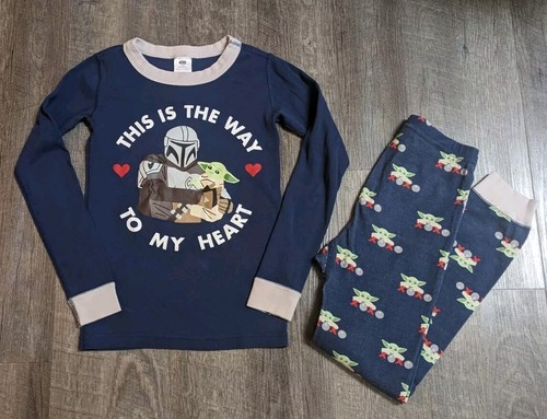 Hanna Andersson Boys Size 130 US 8 Pajama Set Star Wars Mandalorian Hearts