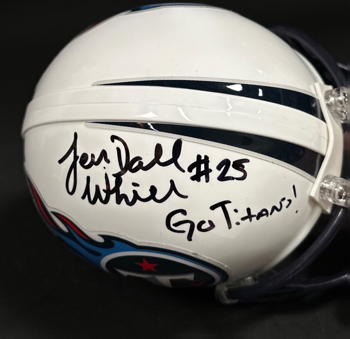Lendale White Signed Tennessee Titans Mini Helmet 'Go Titans' PSA