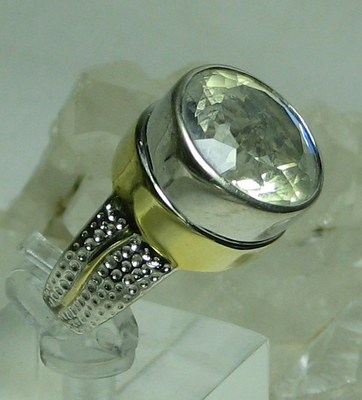 SHOPNBC HQ Gem Insider 925 18K GP 15mm 10KT Round Quartz Doublet Ring SZ 7