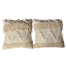 Merchant 41 Textured Throw Pillow Covers Neutral Boho Decorative Cushion 18x18