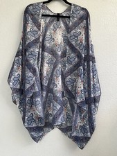 Lane Bryant Paisley Print Kimono Blue And White Lightweight One Size