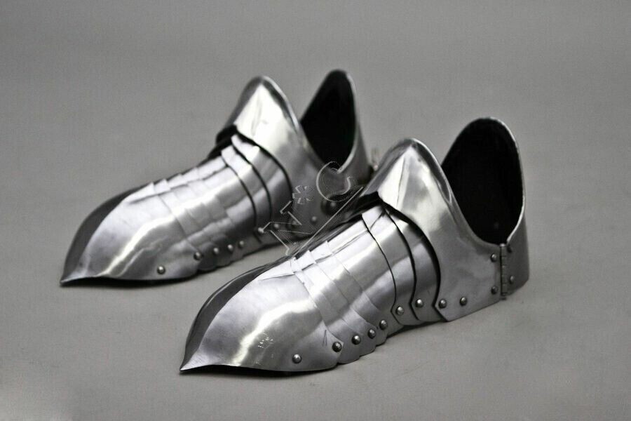 Zapatos de armadura de acero medieval ~ Armadura funcional Larp Templar Knigh...