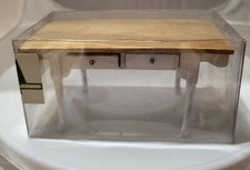 Vtg Dollhouse Miniature Mini Home Decor White Table Nat/Top 2 drawer -New