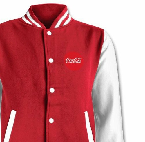 COCA COLA Varsity Bomber Snap Button Jacket Red Size XS to 2XL - Picture 4 of 9