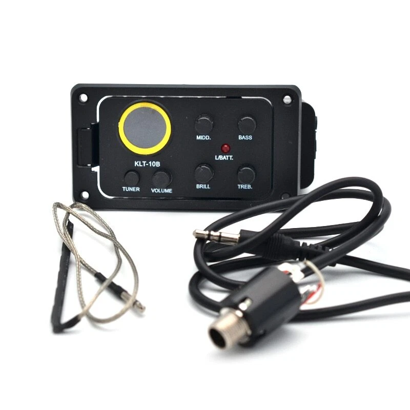 Acoustic Guitar Pickups 4-Band EQ Tuner Preamp Piezo Pickup for Travel Guitar - Image 4 of 4