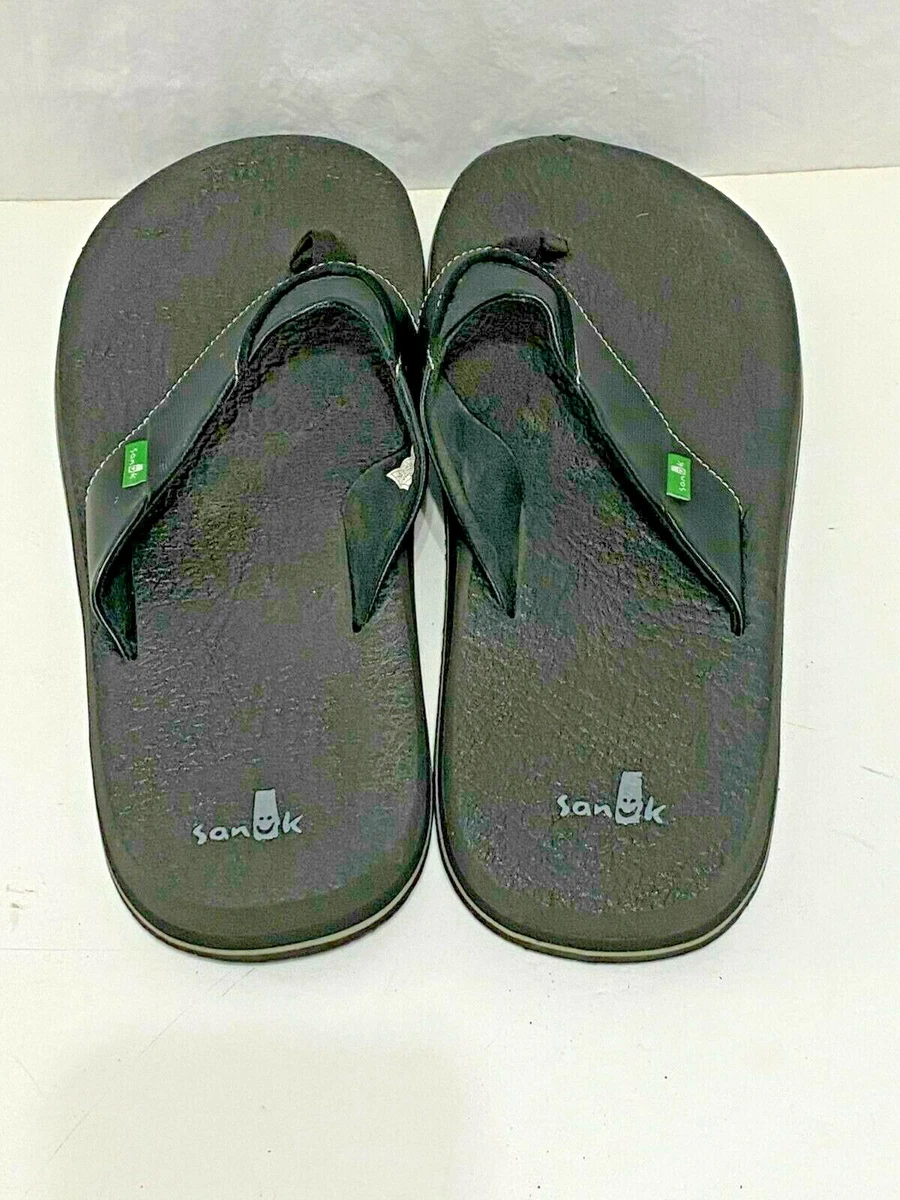 Sanuk Men's Beer Cozy yoga mat Flip-Flop Black Men's Size 12