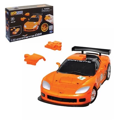 New Sealed Puzzle Fun 3D 1:32 Corvette C6R - Solid Orange- 62 pieces