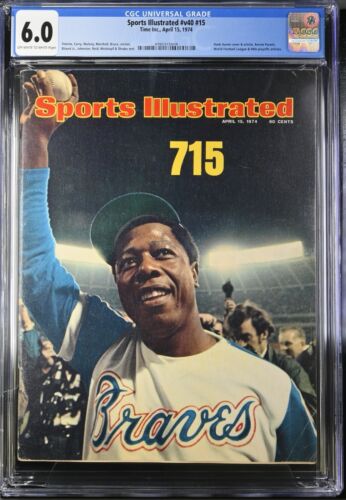 Sports Illustrated April 1974 Hank Aaron, NEWSSTAND 715 HR CGC 6.0 Braves HOF - Picture 1 of 2