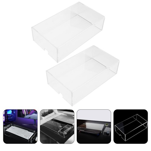 2Pcs Transparent Acrylic Desktop Clear Clear Mouse Cover Office Mouse Home - Afbeelding 3 van 12