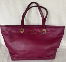Kate Spade NY Taren Oliver Street Red Plum Pebbled Leather Double Handle Tote