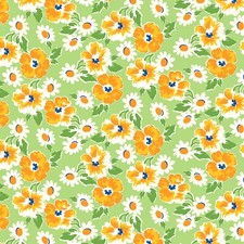 Feline Drive Fabric GARDEN PARTY Party Petals Green - Fat Quarter 18"x22" FQ
