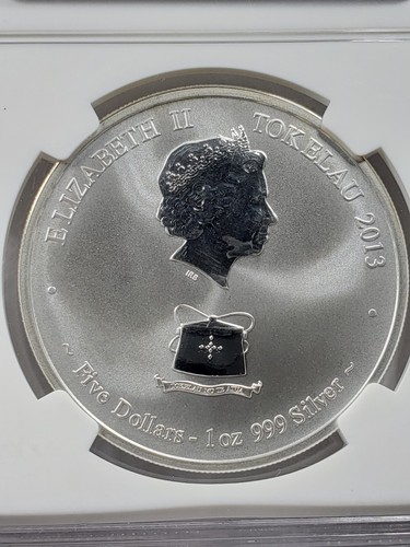 2013 Tokelau Year of the Snake 1ST 1000 Struck $5 1oz .999 Silver Coin NGC MS70 - Picture 3 of 4