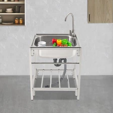 Commercial Faucet Stainless Steel Sink & Single Basin Kitchen Sink with Stand