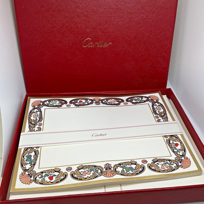 CARTIER Vintage Stationery Florentine Note Card Set of 10 Original Box & Ribbon