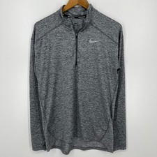 Nike Running 1/4 Zip Pullover Sweatshirt Men's M Gray Reflective Logo Dri-Fit