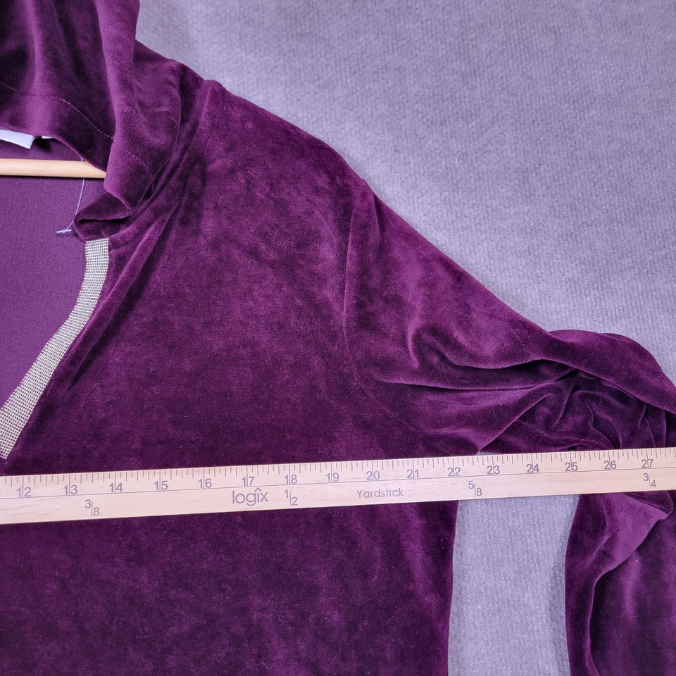 Top túnica cremalleras laterales de terciopelo borgoña 2 (grandes) de CHICO'S para mujer  Foto 4 de 4