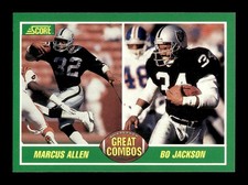 1989 Score Football #284 Marcus Allen / Bo Jackson - Raiders Great Combos