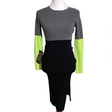 bebe Two Tone Slit Leg Sweater Midi Dress