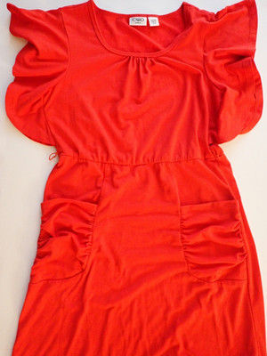 Girls Dress Cato Size Large 14/16 Short Sleeve Red Flutter Sleeve Ruffles Casual
