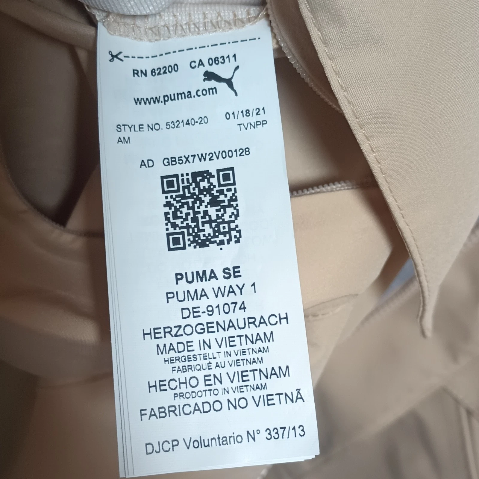 PUMA Pronounce Men's Beige Mid-Length Jacket Size L Stand-Up Collar Hidden Hood image 5