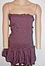 American Eagle Mini Dress Brown Strapless Smocked Ruffles Size Small Petite