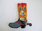 2 Hanging Picture Frames Wooden Cowboy Boots 2 Holes@ Country Western Rustic EUC — photo 6