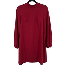 Eliza J dress Mock neck balloon sleeve crepe shift burgundy size 6 