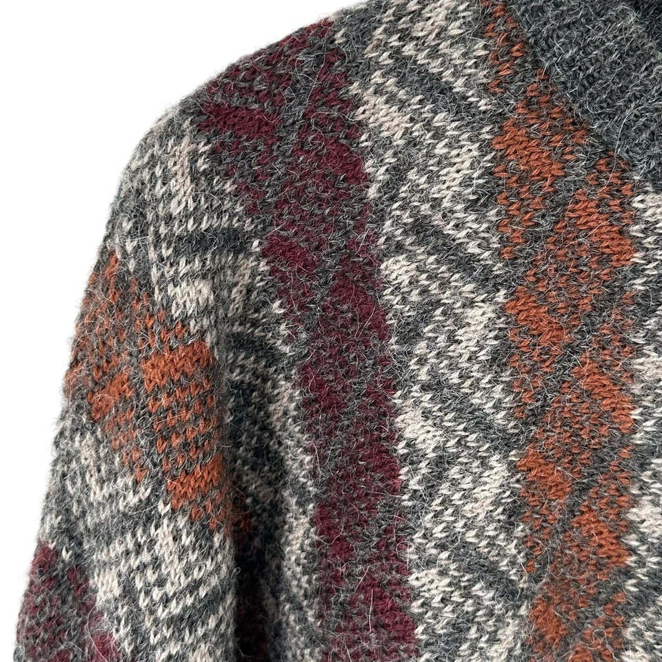 Vintage Peruvian Connection 100% Alpaca Sweater Gray Multicolor Men's XL Cosby - Image 4 of 4