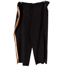 Nine West Plus Pull-On Wide Leg Pants 3X Black With Stripes Mid Rise. NWT