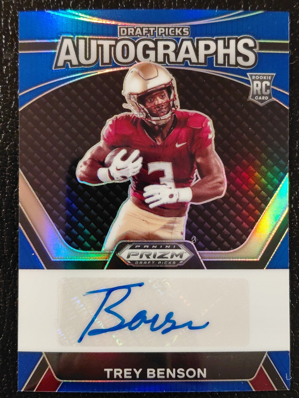 2024 Panini Prizm Draft Picks Trey Benson RC #DPA-TBN Blue Prizm Auto /149