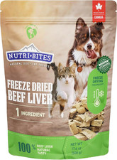 Nutri Bites Freeze Dried Beef Liver Dog & Cat Treats, Single Ingredient High Pro