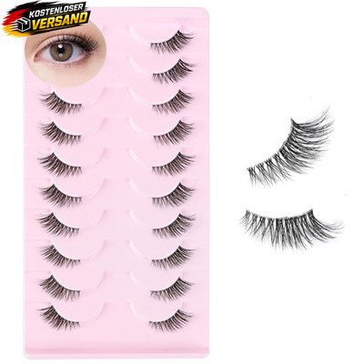 10 Paar Halbe Wimpern Natürlich Künstliche Cat Eye Klare Band Half Cateye Flausc