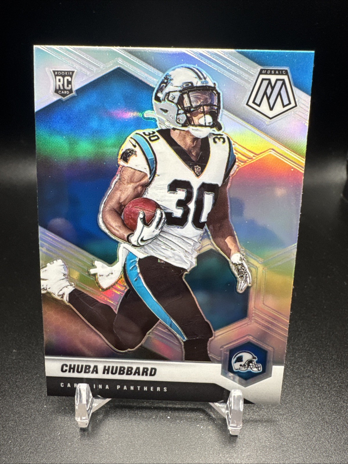 2021 Panini Mosaic Football Card Silver Prizm Variation #325-V Chuba Hubbard