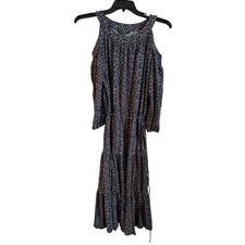 Lauren Ralph Lauren Lamia Cold Shoulder Midi Dress Blue Geometric Print PM