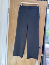 Theory Wide Leg Charcoal Melange Traceable Wool Trousers - Size 4 UK8