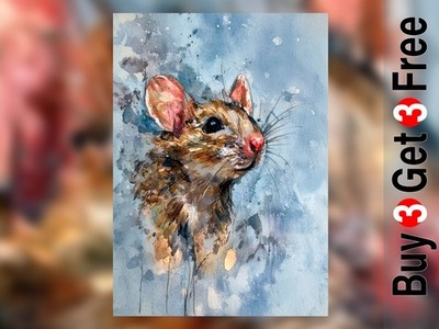 Sanfte Feldmaus Aquarell 5''x7'' Druck auf mattem Papier | Kleintierkunst