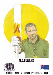 Michael Clarke Wisden Cricketer of the Year 2010 Official Ltd Edition Print