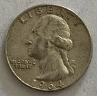 1964 Washington Quarter Denver Mint Silver 25C Circulated US Coin