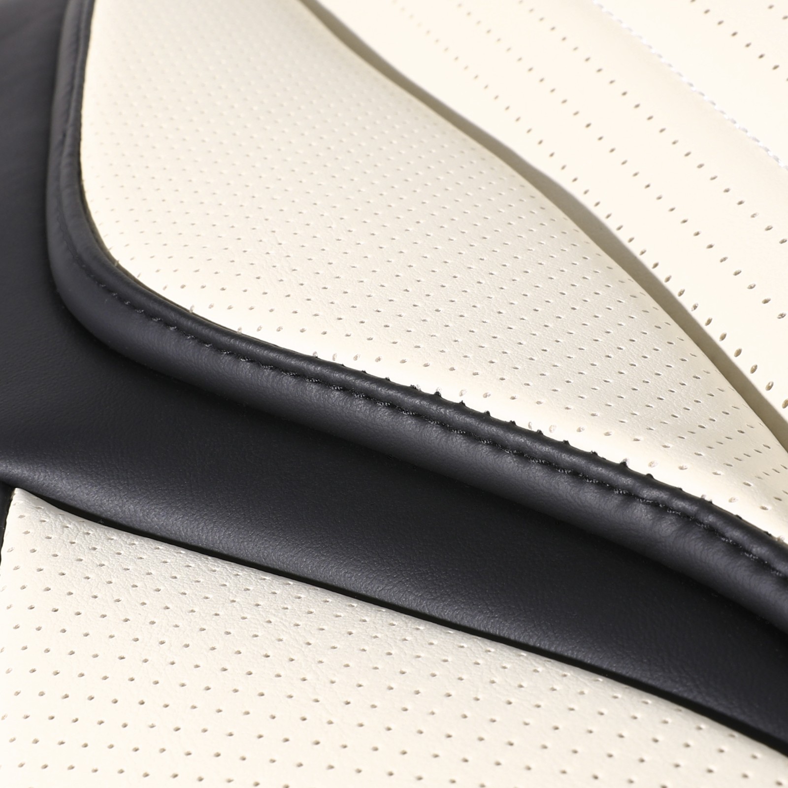 Menifomory Leather Seat Covers with Lumbar Support Fit Car Auto SUV Black+White