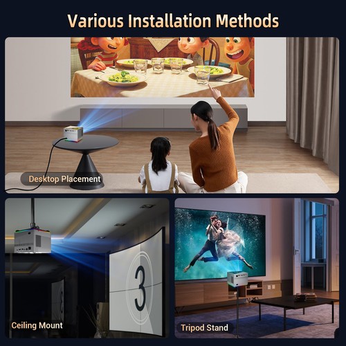 XGODY HD Projector 4K Native 1080P WiFi Bluetooth Beamer Home Theater 12000LMS - Picture 6 of 12