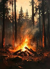 Landscape Bonfire Forest Diamond Art Painting Kits for Adults, Diamond Painting