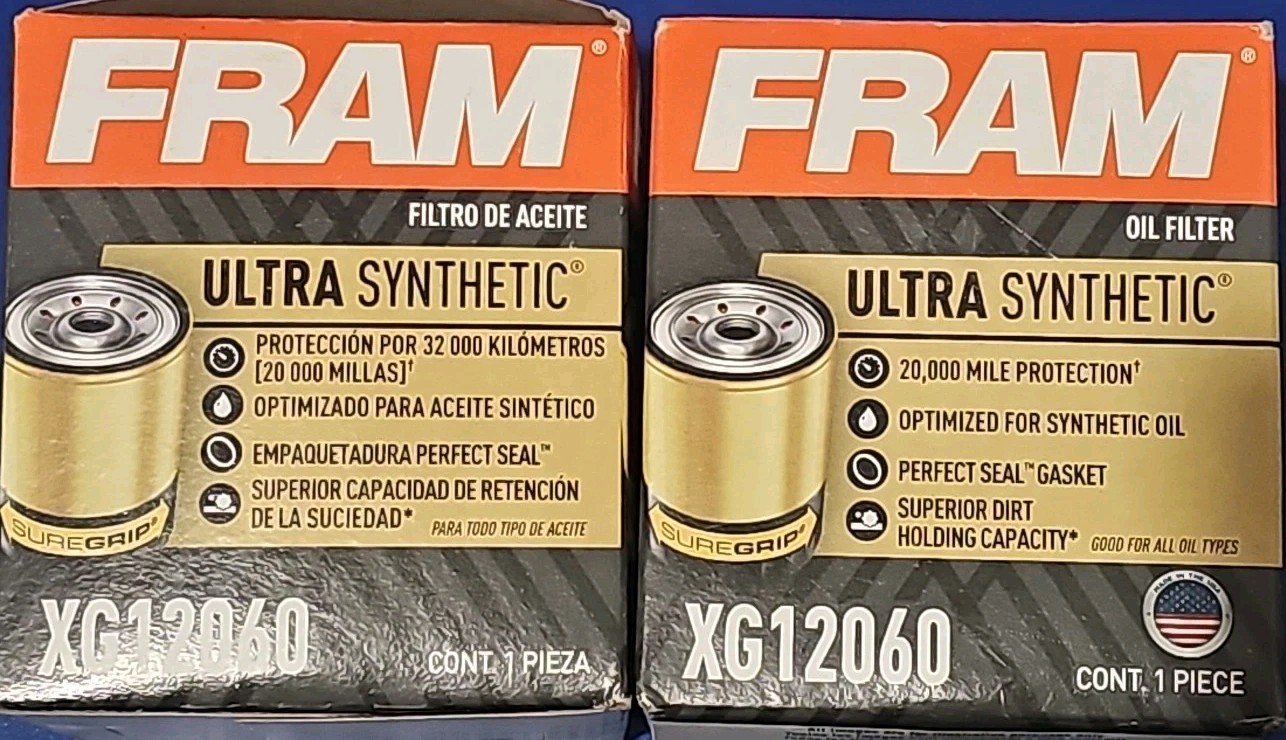 Lot Of (2) Engine Oil Filter-Ultra Synthetic Fram XG12060