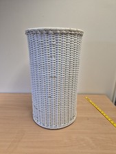 Vintage Bamboo Wicker Cane White Laundry Basket Umbrella Holder Washing 