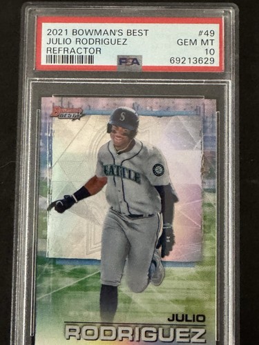 2021 BOWMAN'S BEST JULIO RODRIGUEZ REFRACTOR SP PSA 10 GEM MINT RC #49 ROOKIE