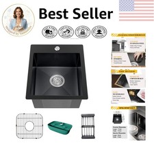 Elegant Stainless Steel Drop-In Kitchen Sink 15x17x9" Combo with Accessories