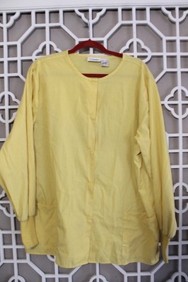 Apple Life Scrubs Yellow Medical Lab Coat Womens L Snap Up Workwear